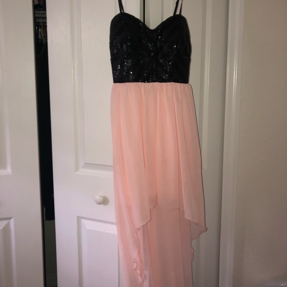 Black and Pink High-Low Dress